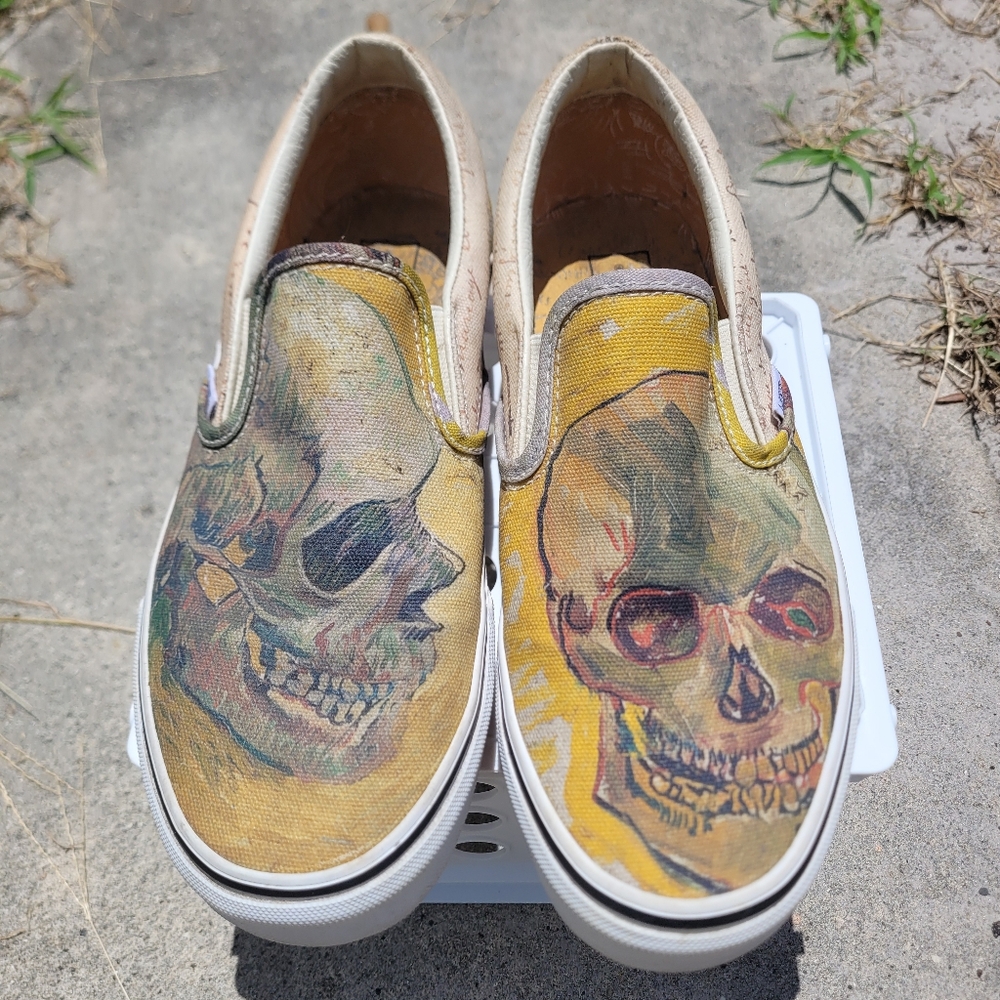 VANS - Rare - Van Gogh Slip-ons - Skull - Size 7.5(M)/9(W)